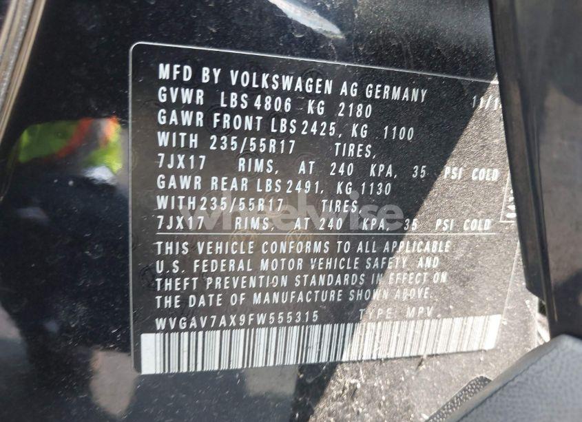 Photo 9 of 2015 Volkswagen Tiguan SE (VIN WVGAV7AX9FW555315)