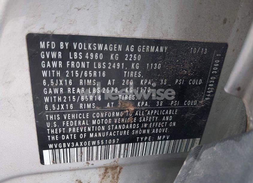 Photo 9 of 2014 Volkswagen Tiguan S (VIN WVGBV3AX0EW551097)