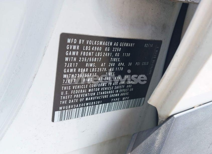 Photo 9 of 2014 Volkswagen Tiguan SE (VIN WVGBV3AX0EW589381)
