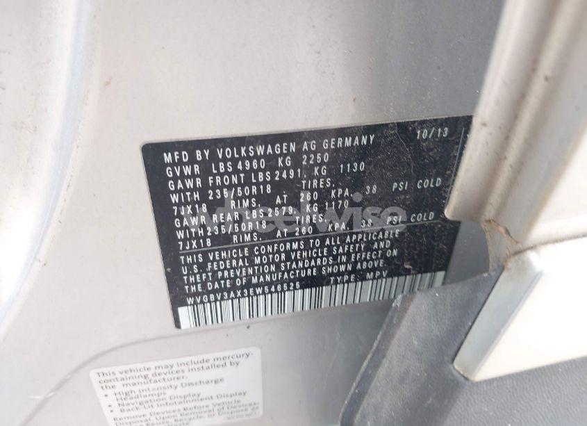 Photo 8 of 2014 Volkswagen Tiguan SEL (VIN WVGBV3AX3EW546525)