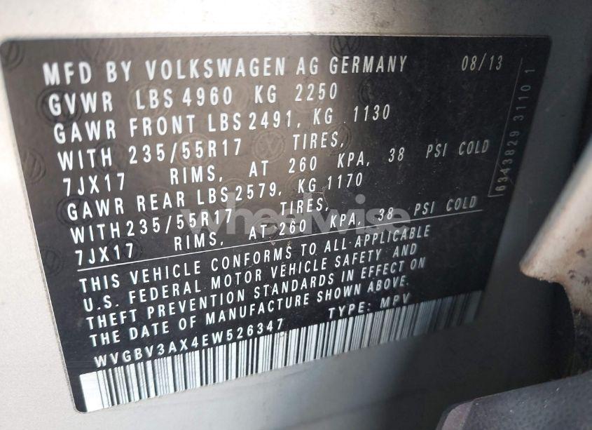 Photo 9 of 2014 Volkswagen Tiguan SE (VIN WVGBV3AX4EW526347)