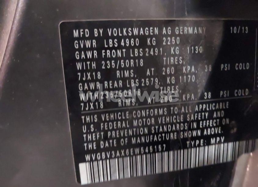 Photo 9 of 2014 Volkswagen Tiguan SEL (VIN WVGBV3AX6EW545157)