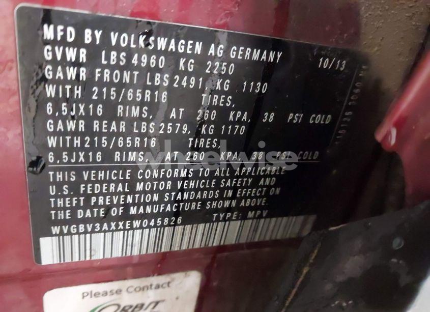 Photo 9 of 2014 Volkswagen Tiguan S (VIN WVGBV3AXXEW045826)