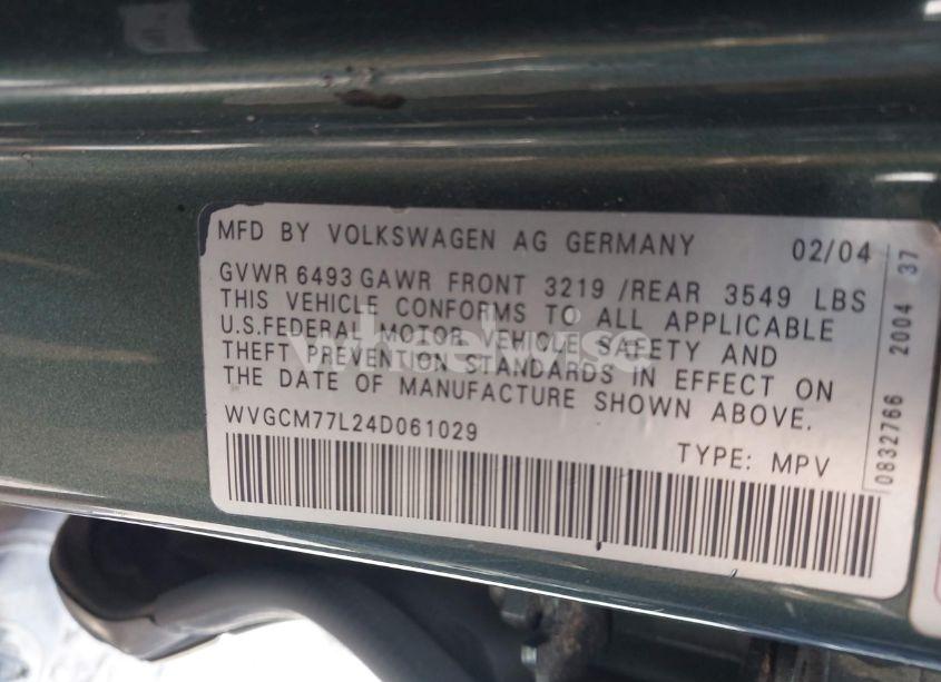 Photo 9 of 2004 Volkswagen Touareg V8 (VIN WVGCM77L24D061029)