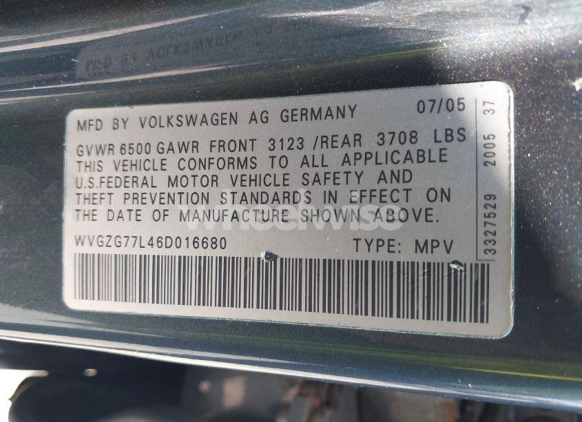 Photo 9 of 2006 Volkswagen Touareg V6 (VIN WVGZG77L46D016680)