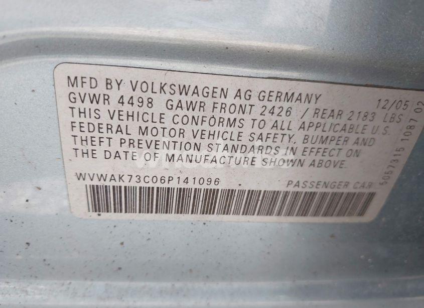 Photo 9 of 2006 Volkswagen Passat 2.0T/VALUE EDITION (VIN WVWAK73C06P141096)