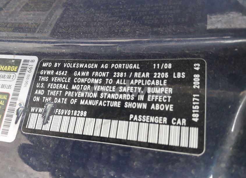 Photo 9 of 2009 Volkswagen Eos KOMFORT (VIN WVWBA71F59V018298)