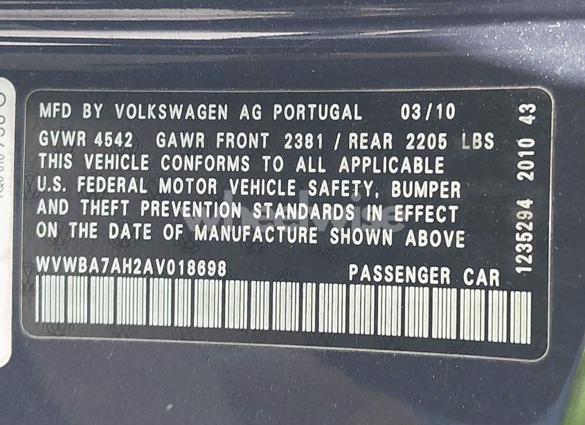 Photo 9 of 2010 Volkswagen Eos KOMFORT (VIN WVWBA7AH2AV018698)