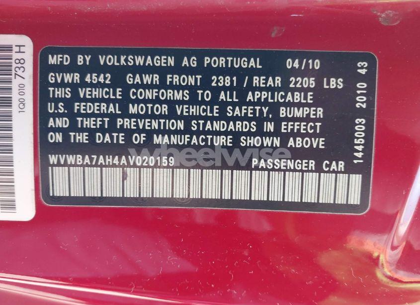 Photo 9 of 2010 Volkswagen Eos KOMFORT (VIN WVWBA7AH4AV020159)