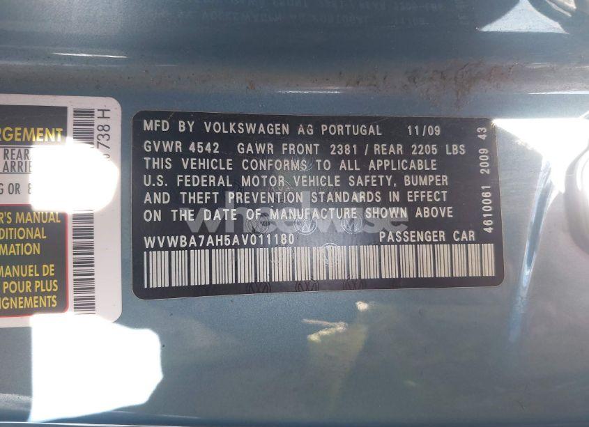 Photo 9 of 2010 Volkswagen Eos KOMFORT (VIN WVWBA7AH5AV011180)