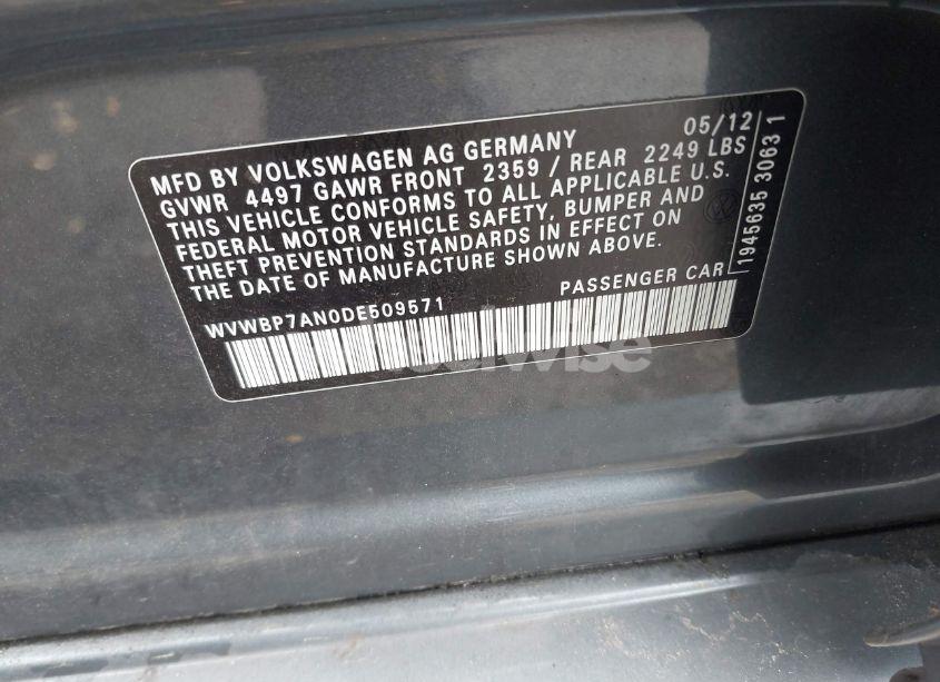 Photo 9 of 2013 Volkswagen Cc 2.0T SPORT PLUS (VIN WVWBP7AN0DE509571)