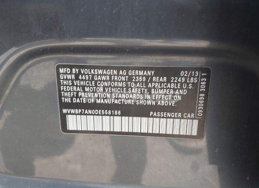 Photo 9 of 2013 Volkswagen Cc 2.0T SPORT (VIN WVWBP7AN0DE558186)