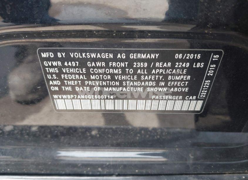 Photo 9 of 2016 Volkswagen Cc 2.0T SPORT (VIN WVWBP7AN0GE500714)