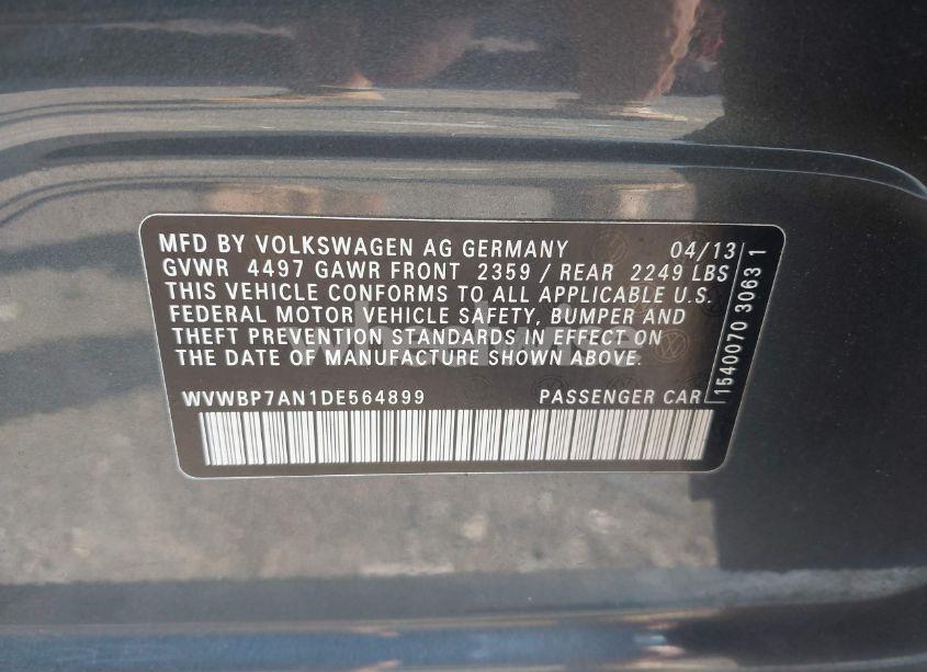 Photo 9 of 2013 Volkswagen Cc 2.0T SPORT (VIN WVWBP7AN1DE564899)