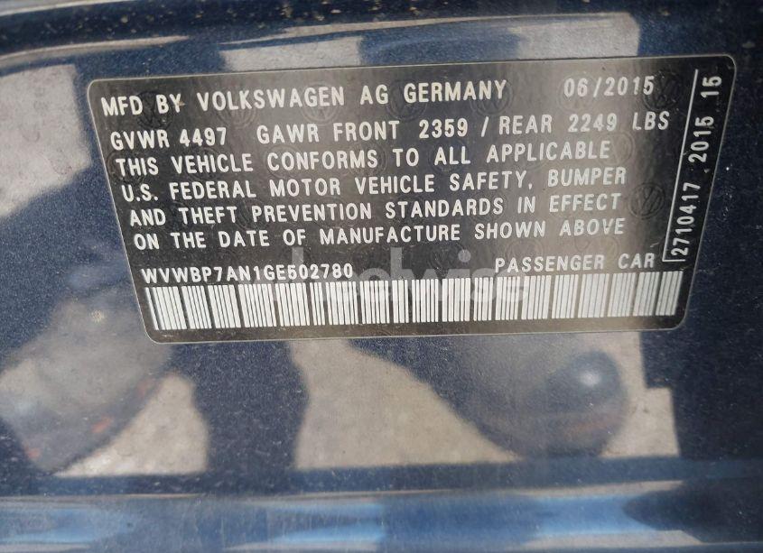 Photo 9 of 2016 Volkswagen Cc 2.0T SPORT (VIN WVWBP7AN1GE502780)