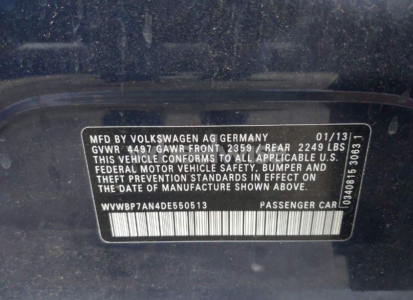 Photo 9 of 2013 Volkswagen Cc 2.0T SPORT (VIN WVWBP7AN4DE550513)