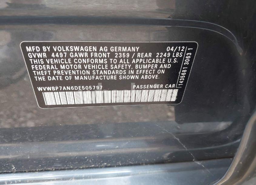 Photo 9 of 2013 Volkswagen Cc 2.0T SPORT (VIN WVWBP7AN6DE505797)