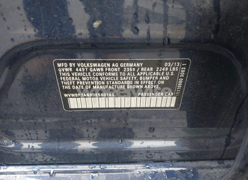 Photo 9 of 2013 Volkswagen Cc 2.0T SPORT (VIN WVWBP7AN9DE560180)