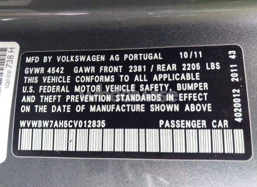 Photo 9 of 2012 Volkswagen Eos KOMFORT (VIN WVWBW7AH5CV012835)