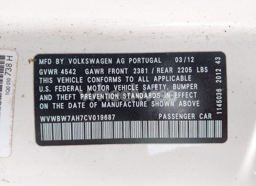 Photo 9 of 2012 Volkswagen Eos KOMFORT (VIN WVWBW7AH7CV019687)