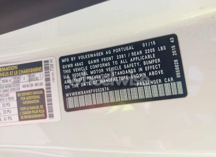 Photo 9 of 2015 Volkswagen Eos KOMFORT EDITION (VIN WVWBW8AH6FV002874)