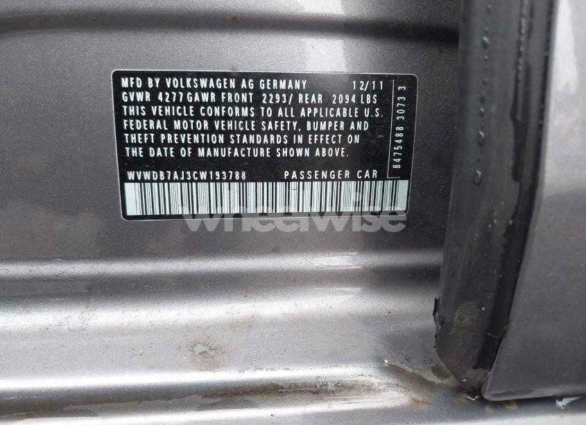 Photo 9 of 2012 Volkswagen Golf 2.5L 4-DOOR (VIN WVWDB7AJ3CW193788)