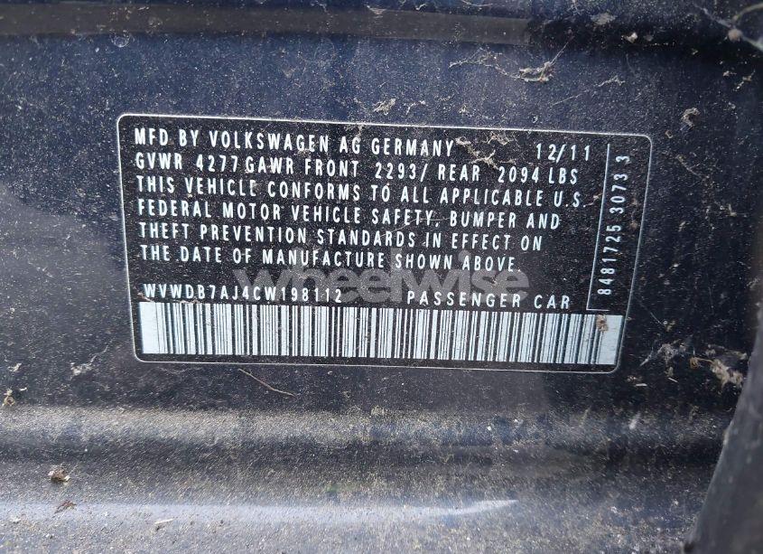 Photo 9 of 2012 Volkswagen Golf 2.5L 4-DOOR (VIN WVWDB7AJ4CW198112)