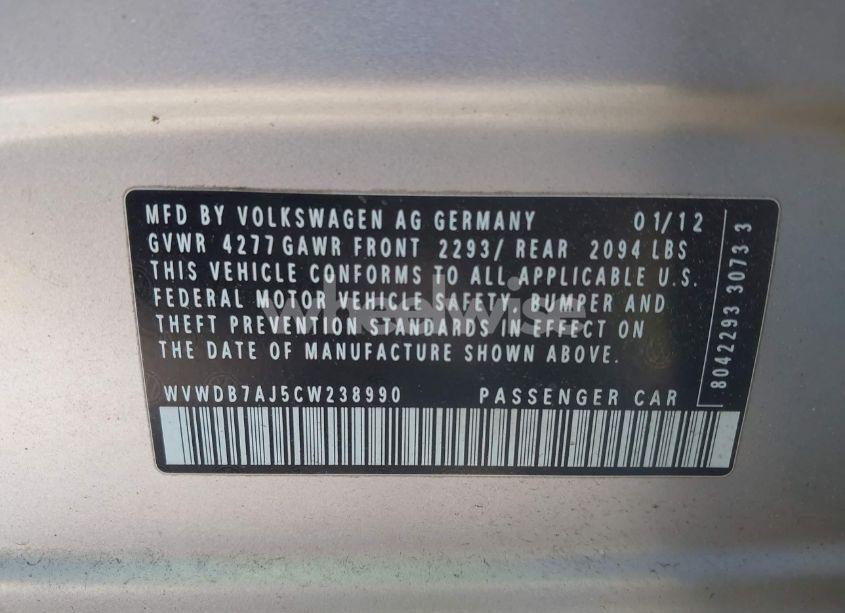 Photo 9 of 2012 Volkswagen Golf 2.5L 4-DOOR (VIN WVWDB7AJ5CW238990)
