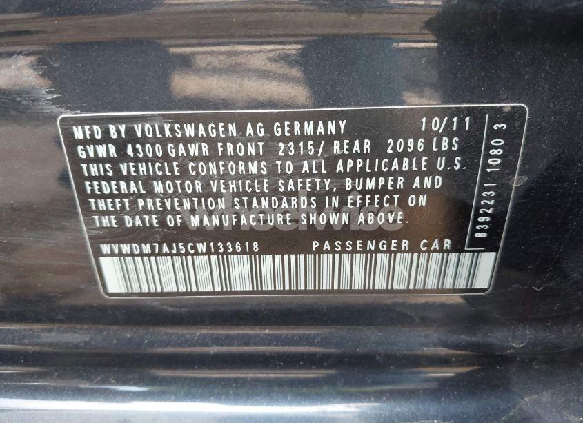 Photo 9 of 2012 Volkswagen Golf (VIN WVWDM7AJ5CW133618)