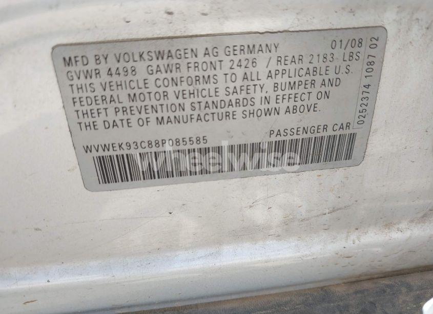 Photo 9 of 2008 Volkswagen Passat LUX (VIN WVWEK93C88P085585)