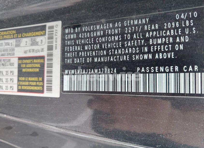 Photo 9 of 2010 Volkswagen Gti 2-DOOR (VIN WVWEV7AJ2AW377824)