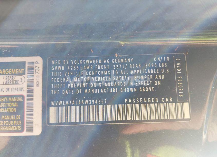 Photo 9 of 2010 Volkswagen Gti 2-DOOR (VIN WVWEV7AJ4AW394267)