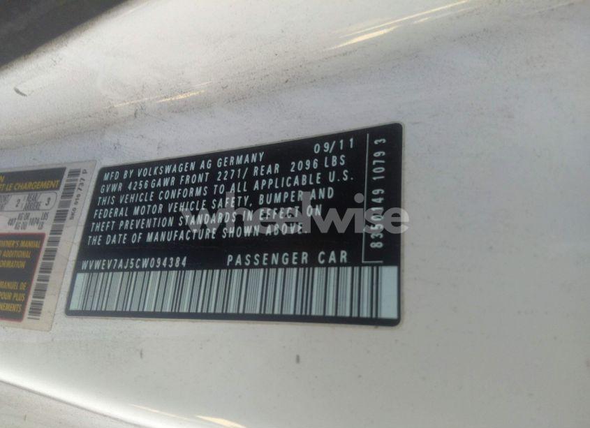 Photo 9 of 2012 Volkswagen Gti 2-DOOR (VIN WVWEV7AJ5CW094384)