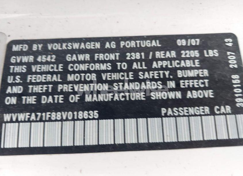 Photo 9 of 2008 Volkswagen Eos LUX (VIN WVWFA71F88V018635)