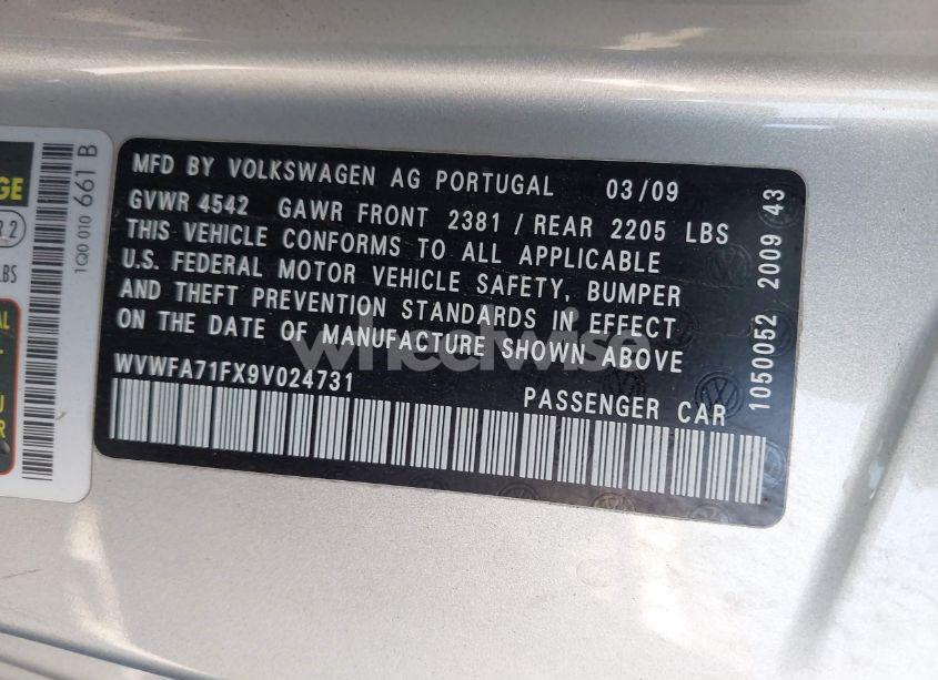 Photo 9 of 2009 Volkswagen Eos LUX (VIN WVWFA71FX9V024731)