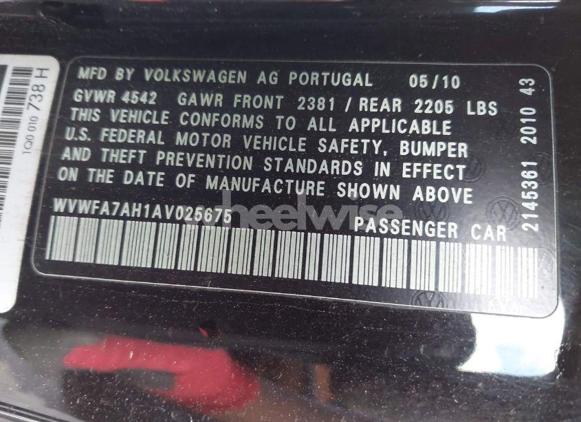 Photo 9 of 2010 Volkswagen Eos LUX (VIN WVWFA7AH1AV025675)