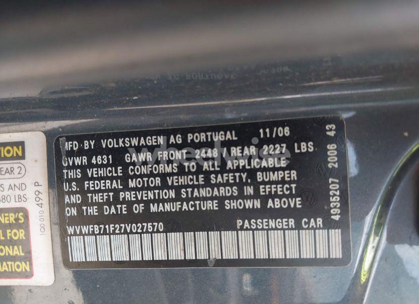 Photo 9 of 2007 Volkswagen Eos 3.2L (VIN WVWFB71F27V027570)