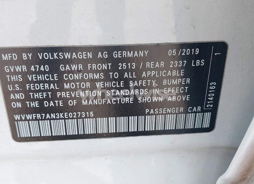 Photo 9 of 2019 Volkswagen Arteon 2.0T SE R-LINE (VIN WVWFR7AN3KE027315)