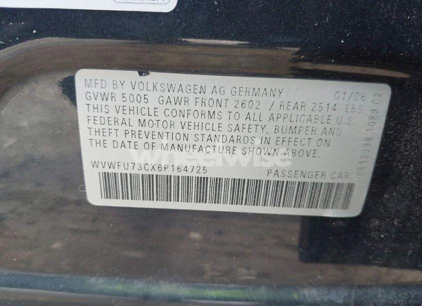Photo 9 of 2006 Volkswagen Passat 3.6 (VIN WVWFU73CX6P164725)