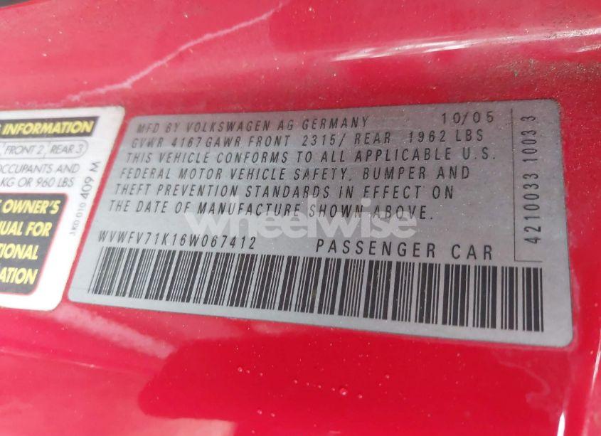 Photo 9 of 2006 Volkswagen Gti 2-DOOR (VIN WVWFV71K16W067412)