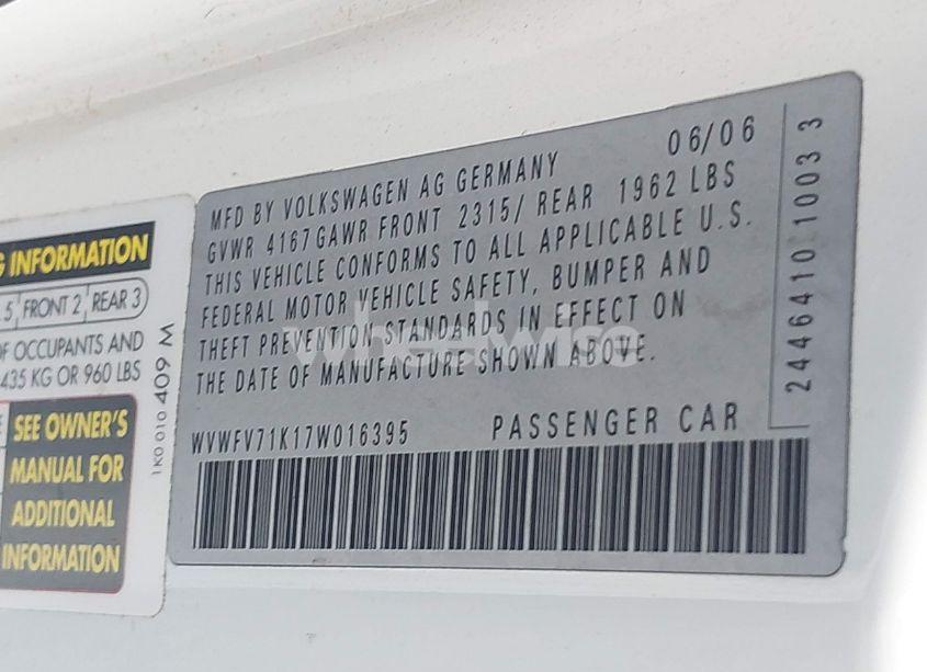 Photo 9 of 2007 Volkswagen Gti 2-DOOR/FAHRENHEIT (VIN WVWFV71K17W016395)