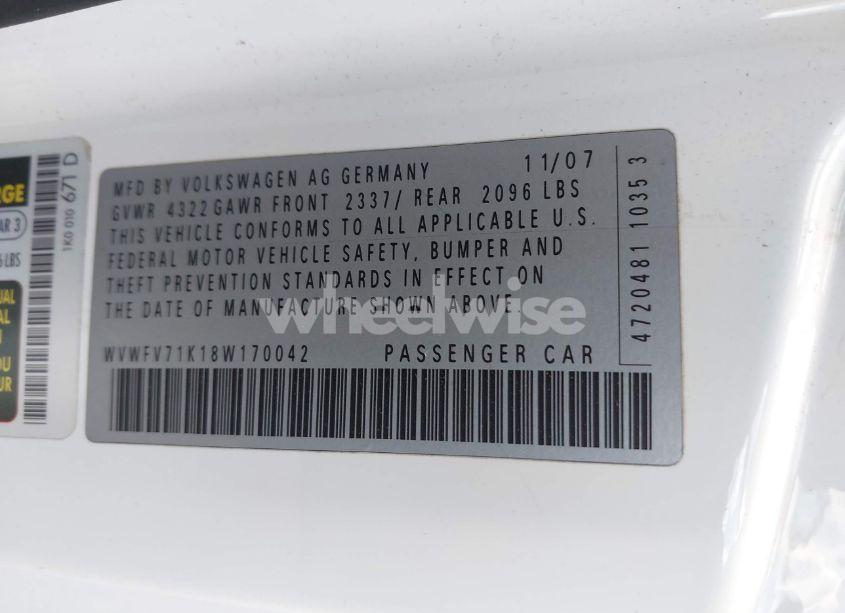 Photo 9 of 2008 Volkswagen Gti 2-DOOR (VIN WVWFV71K18W170042)