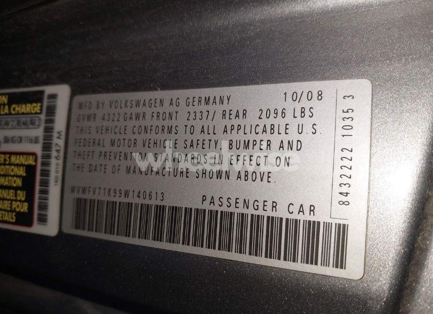 Photo 9 of 2009 Volkswagen Gti 2-DOOR (VIN WVWFV71K99W140613)