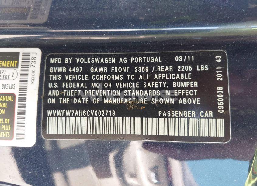 Photo 9 of 2012 Volkswagen Eos EXECUTIVE (VIN WVWFW7AH6CV002719)