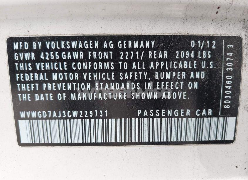Photo 9 of 2012 Volkswagen Gti 4-DOOR (VIN WVWGD7AJ3CW229731)