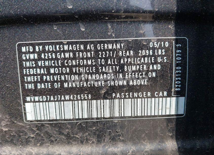 Photo 9 of 2010 Volkswagen Gti 4-DOOR (VIN WVWGD7AJ7AW426558)