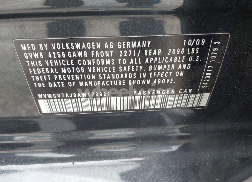 Photo 9 of 2010 Volkswagen Gti 4-DOOR (VIN WVWGV7AJ9AW173921)