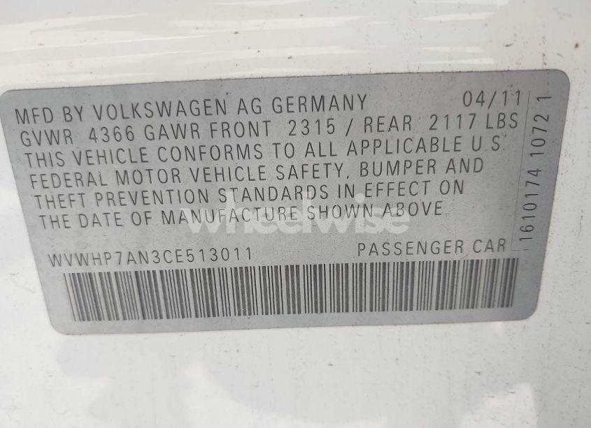 Photo 9 of 2012 Volkswagen Cc LUX (VIN WVWHP7AN3CE513011)