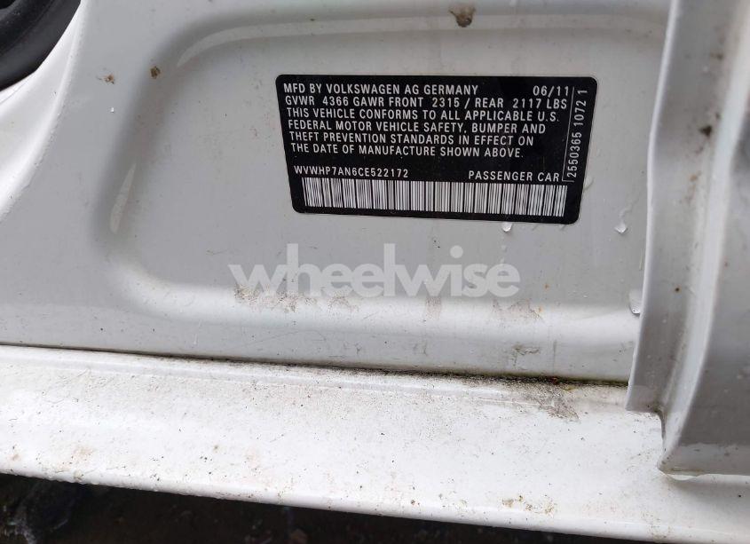 Photo 9 of 2012 Volkswagen Cc LUX (VIN WVWHP7AN6CE522172)