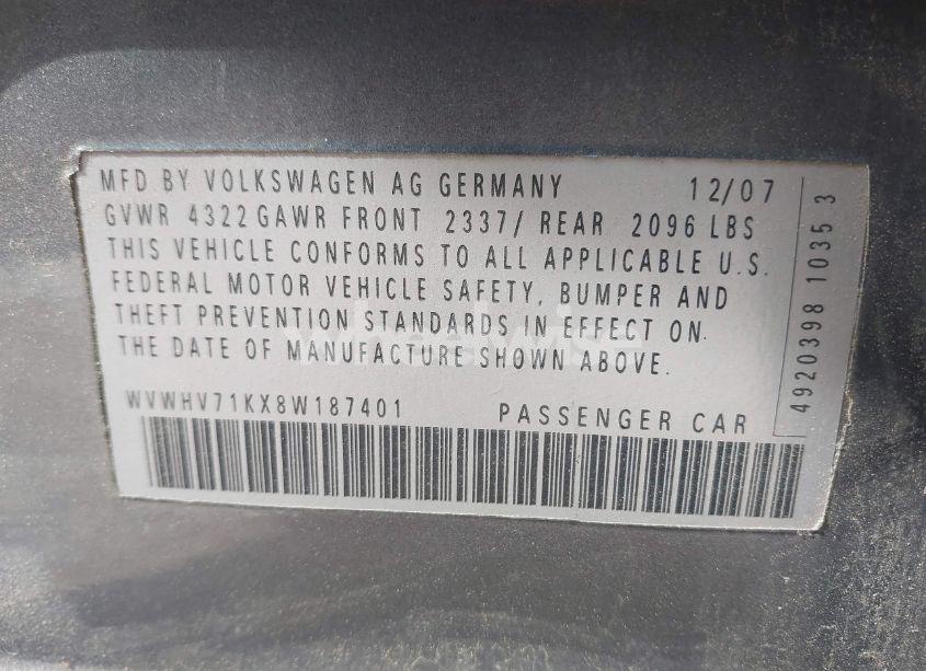 Photo 9 of 2008 Volkswagen Gti 4-DOOR (VIN WVWHV71KX8W187401)